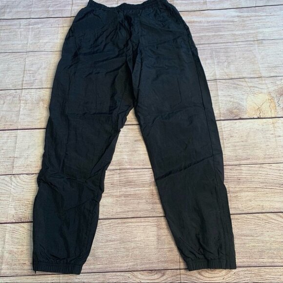 90s Vintage Reebok Black Swishy Pants Size Medium - Picture 2 of 14